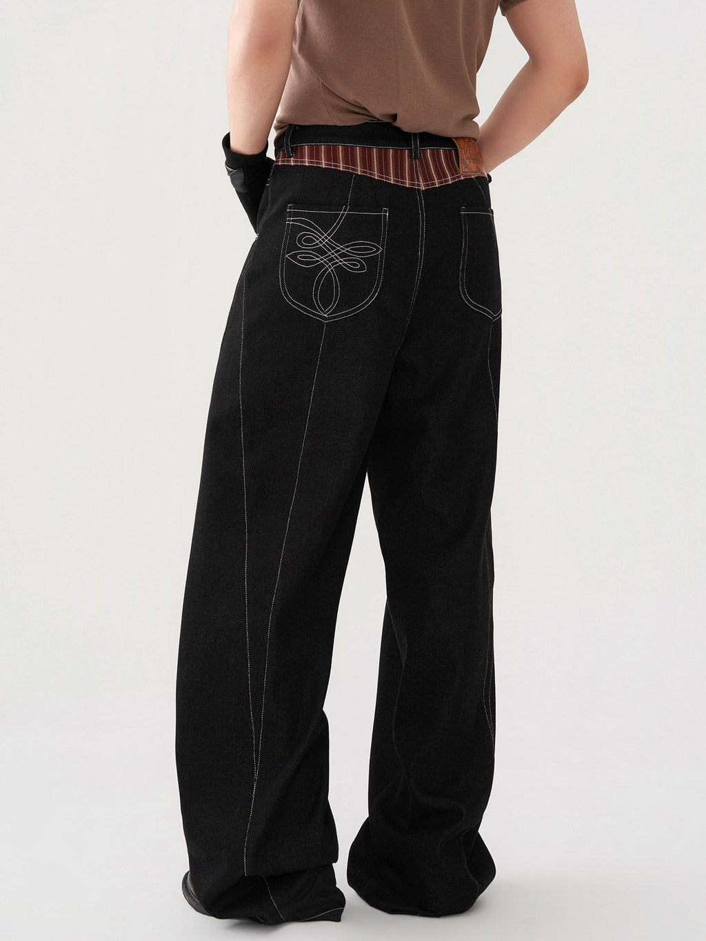 BALITONE Breathable Cotton Blend Mid Rise Patch Pocket Cleanfit Black Wide-Leg Jeans