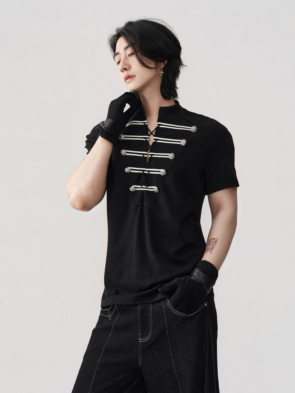 BALITONE Breathable Drawstring Slimfit Court Unisex Retro Knit Short Sleeve T-Shirts