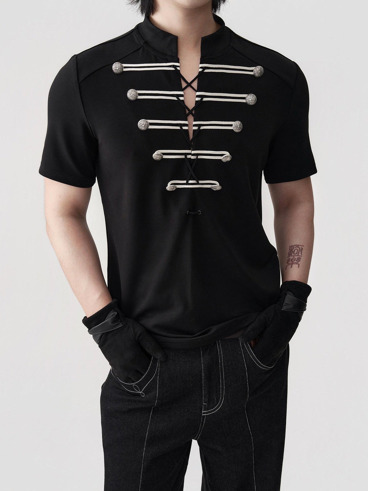 BALITONE Breathable Drawstring Slimfit Court Unisex Retro Knit Short Sleeve T-Shirts