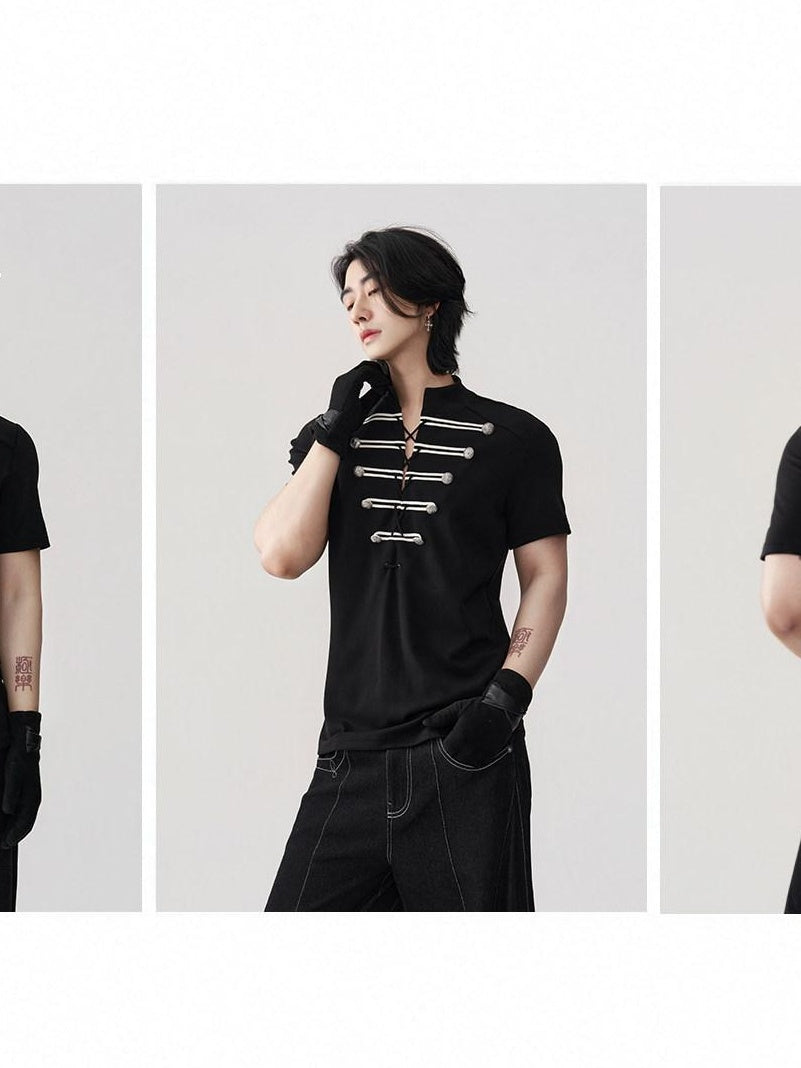 BALITONE Breathable Drawstring Slimfit Court Unisex Retro Knit Short Sleeve T-Shirts