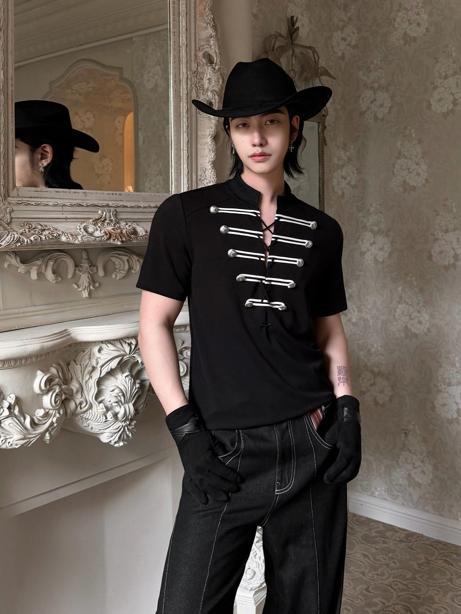 BALITONE Breathable Drawstring Slimfit Court Unisex Retro Knit Short Sleeve T-Shirts