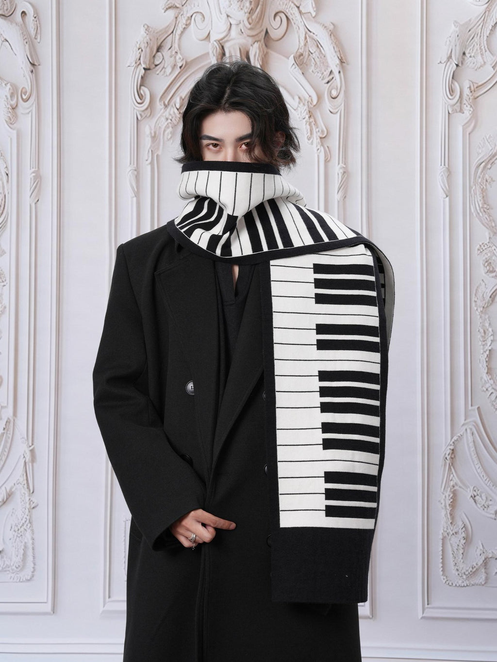 BALITONE Cozy Warm British Style Unisex Youth Long Colorblock Polyethylene Nylon Scarves