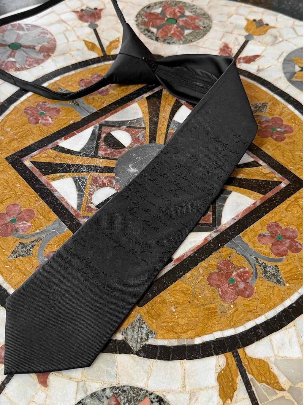 BALITONE Elegant Silk Blend Jacquard Arrow Tip Casual Alphanumeric Black Mens Ties