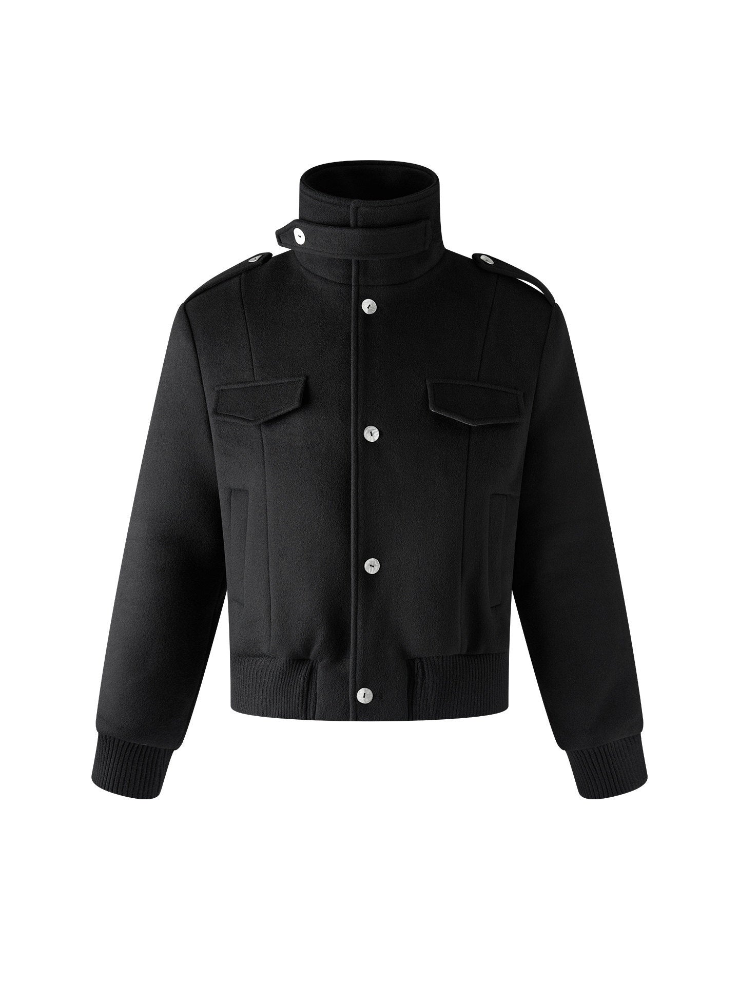 BALITONE_Embroidered_3D_Detail_Relaxed_Fit_Stand_Collar_Unisex_Black_Wool_Jackets_MISSTT