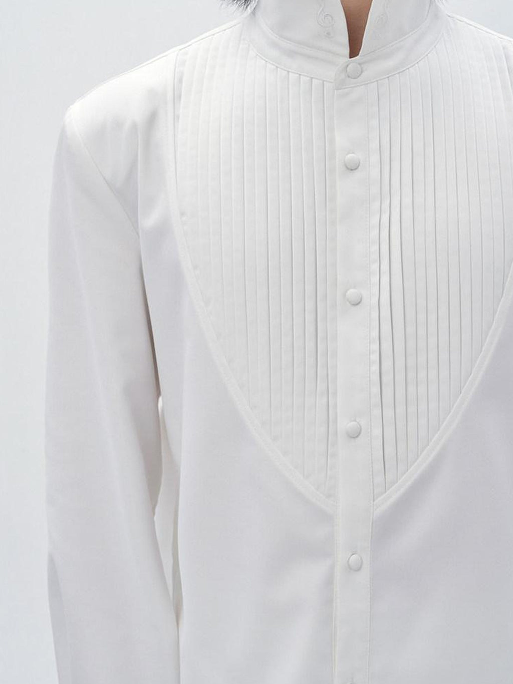 BALITONE Embroidered Collar Elegant Longline Unisex Poly Cotton Button Band-Collar Shirts