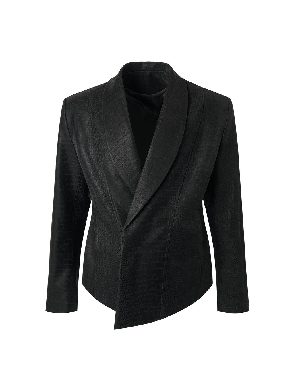 BALITONE_Faux_Pu_Croc_Slim_Single_Breasted_Urban_Black_Band_Collar_Casual_Blazers_MISSTT