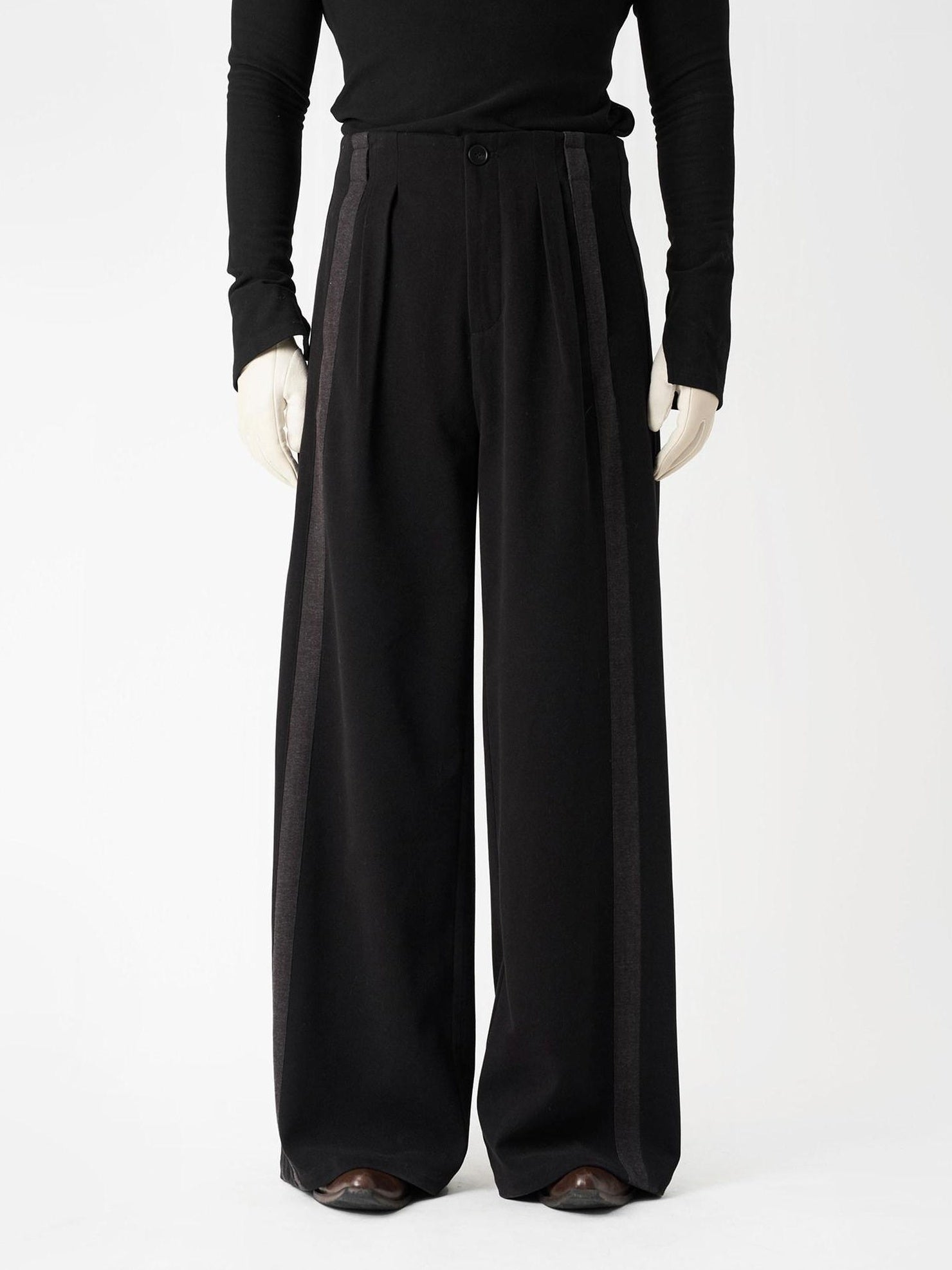 BALITONE High Waist Wrinkle Free Loose Japanese Vintage Poly Stretch Wide-Leg Trousers