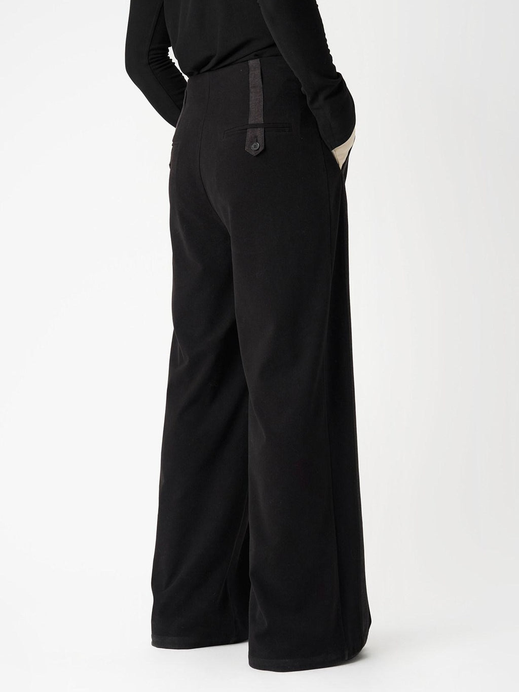 BALITONE High Waist Wrinkle Free Loose Japanese Vintage Poly Stretch Wide-Leg Trousers