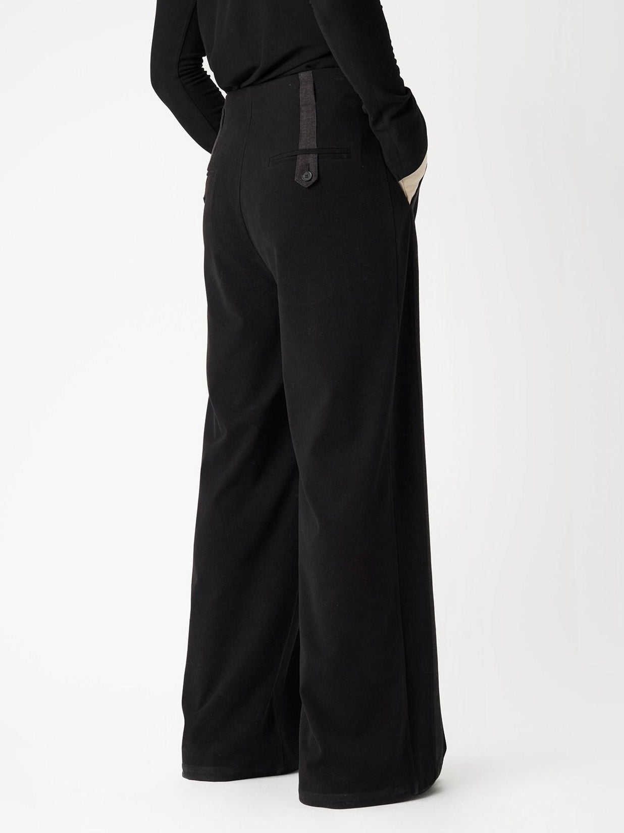 BALITONE High Waist Wrinkle Free Loose Japanese Vintage Poly Stretch Wide-Leg Trousers