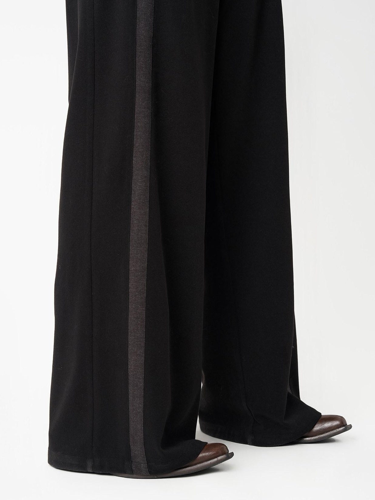 BALITONE High Waist Wrinkle Free Loose Japanese Vintage Poly Stretch Wide-Leg Trousers