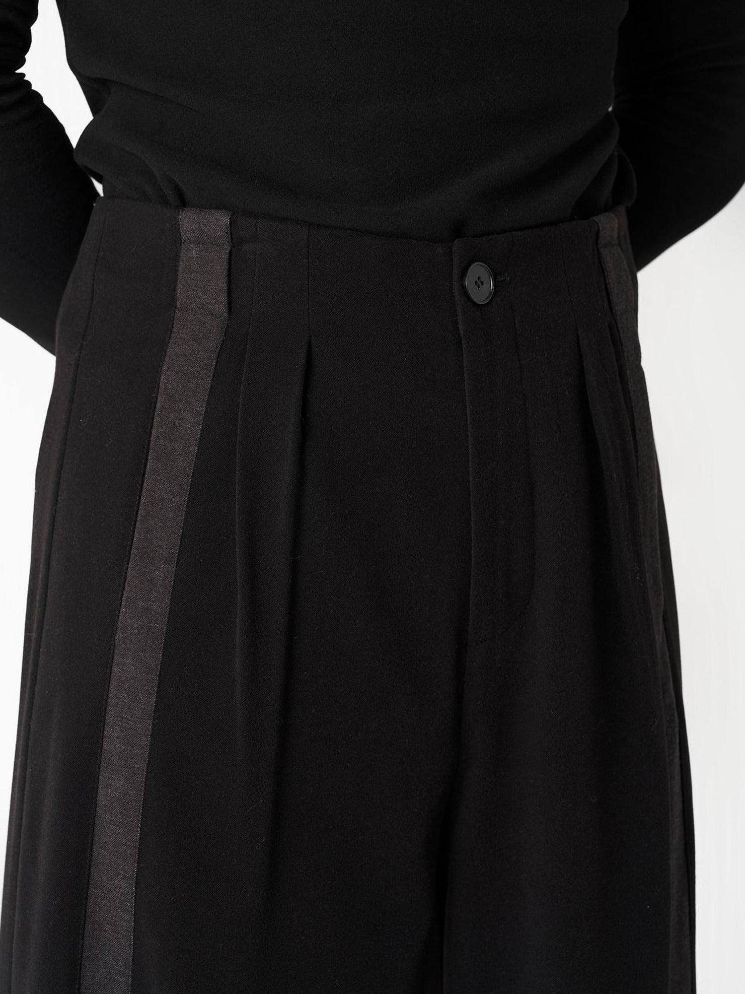 BALITONE High Waist Wrinkle Free Loose Japanese Vintage Poly Stretch Wide-Leg Trousers