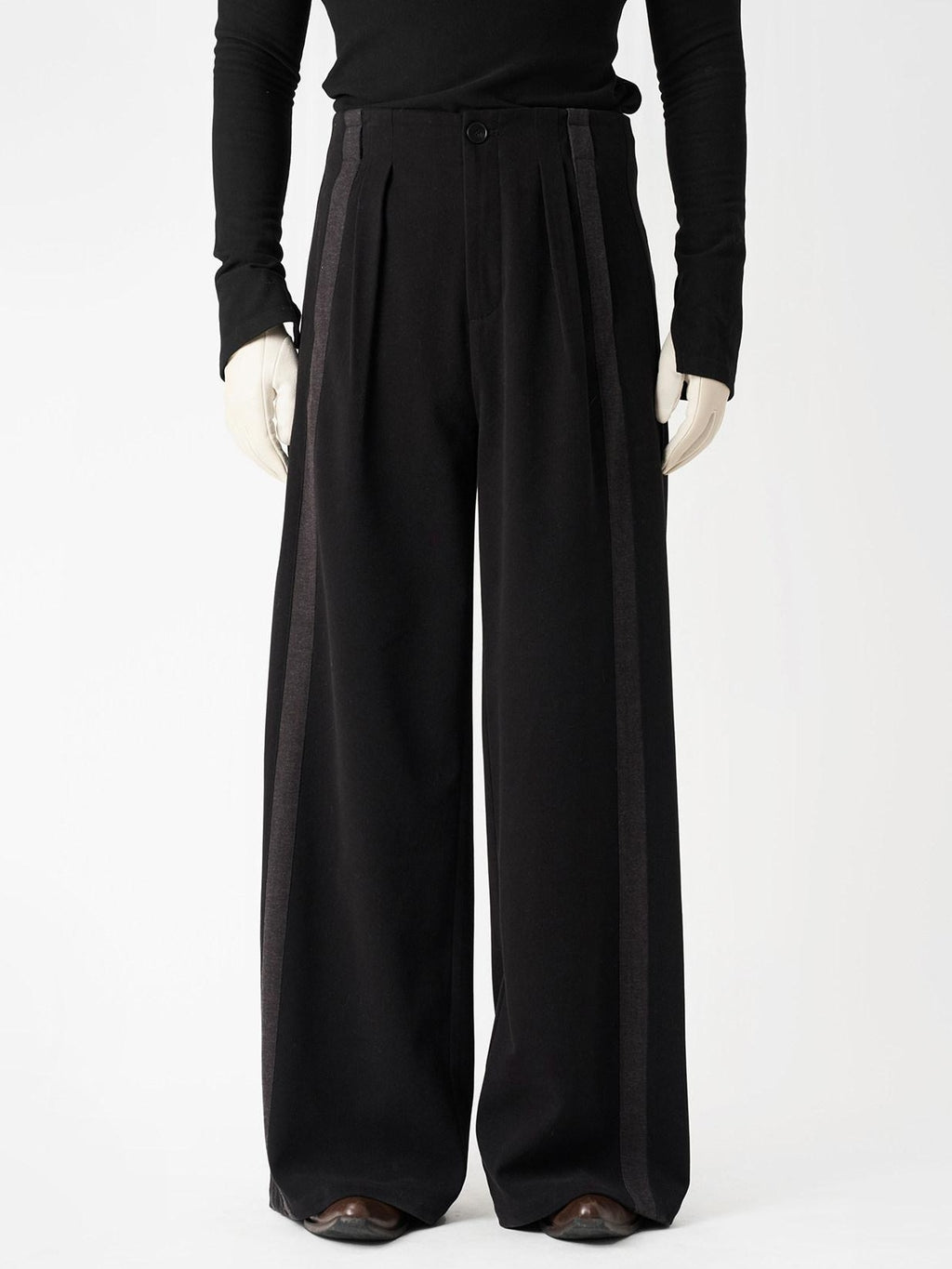 BALITONE High Waist Wrinkle Free Loose Japanese Vintage Poly Stretch Wide-Leg Trousers