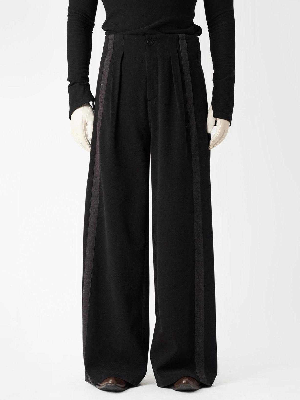 BALITONE High Waist Wrinkle Free Loose Japanese Vintage Poly Stretch Wide-Leg Trousers