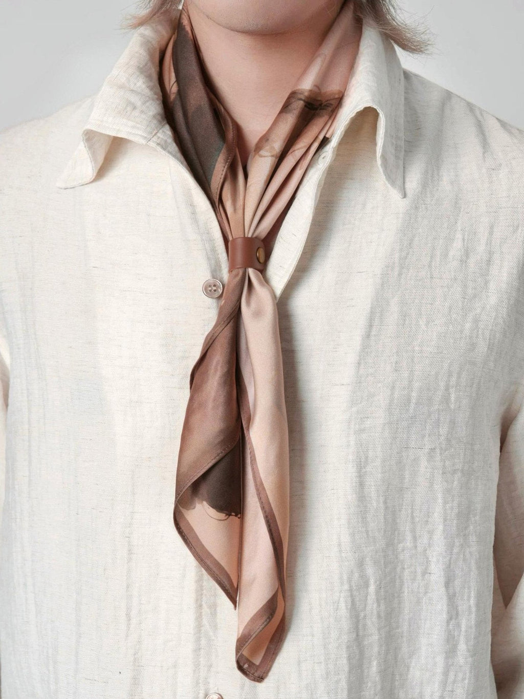 BALITONE Mulberry Silk Animal Print Scarf Unisex 65Cm Beige Gift Ties & Pocket Squares