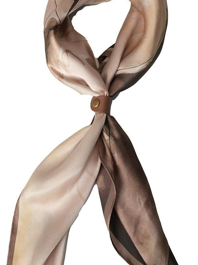 BALITONE Mulberry Silk Animal Print Scarf Unisex 65Cm Beige Gift Ties & Pocket Squares