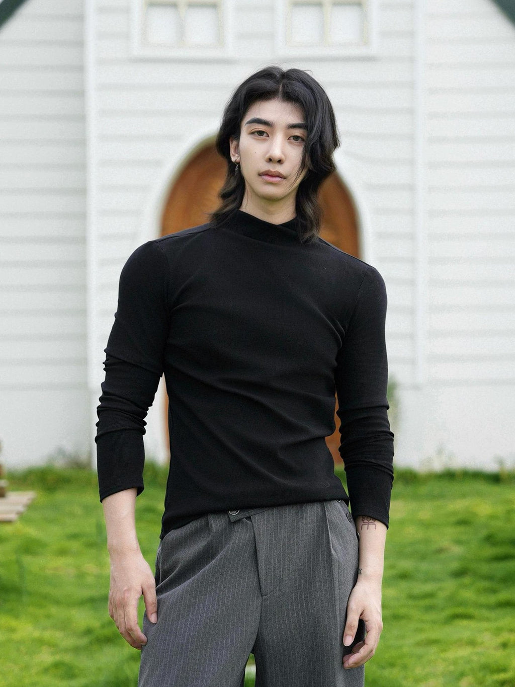 BALITONE No Iron Slim Cotton Stretch Breathable Unisex Half High Neck Turtleneck Sweaters