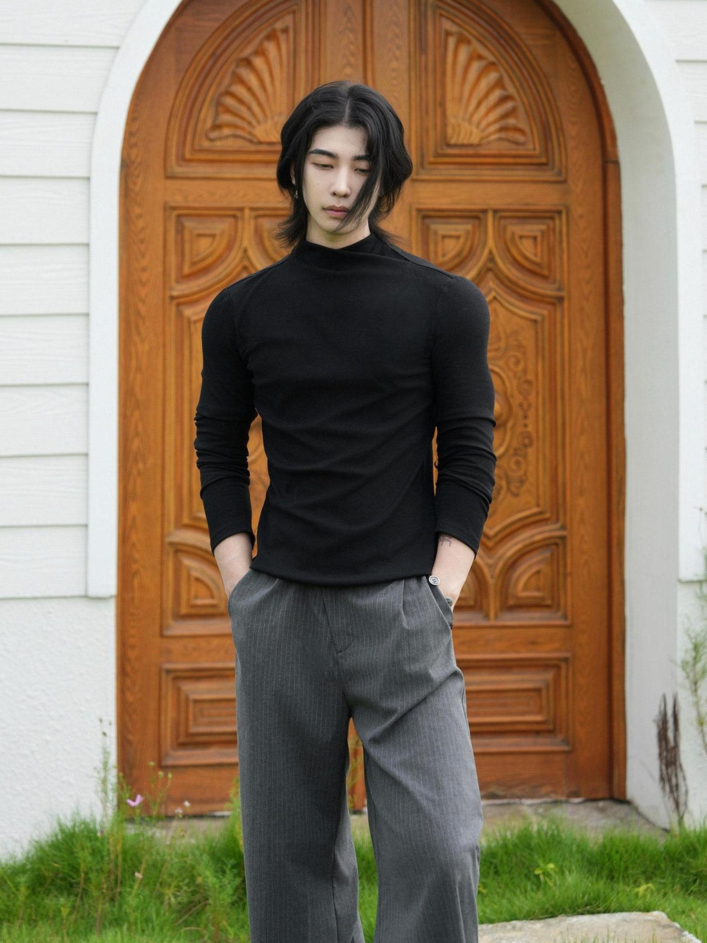 BALITONE No Iron Slim Cotton Stretch Breathable Unisex Half High Neck Turtleneck Sweaters
