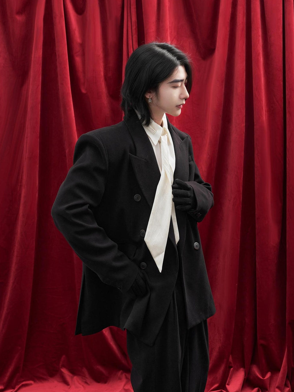 BALITONE Non Iron Breathable Double Breasted Relaxed Fit Unisex Black Oversized Blazers