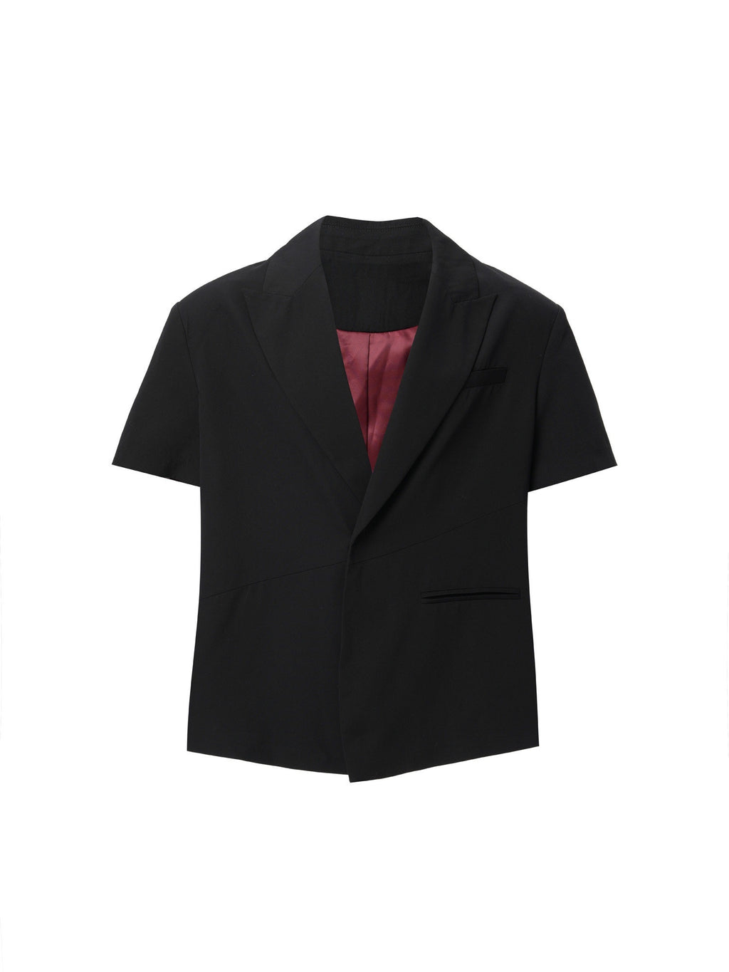 BALITONE_Non_Iron_Colorblock_Relaxed_Notch_Lapel_Black_Polyester_Short_Sleeve_Shirts_MISSTT
