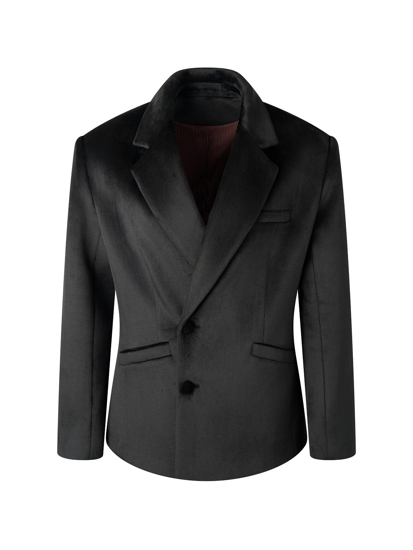BALITONE_Non_Iron_Elegant_Tapered_Button_Detail_Unisex_Kids_Black_Velvet_Blazers_MISSTT