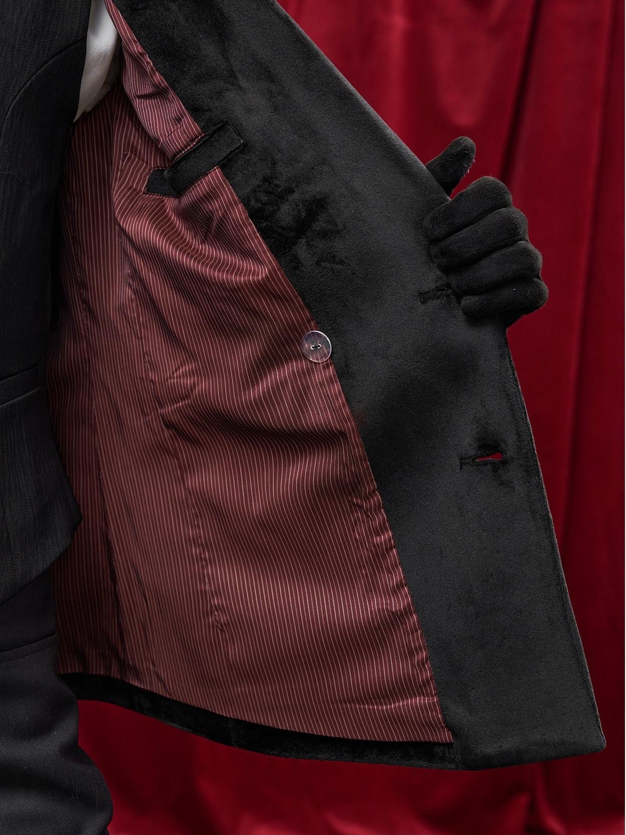 BALITONE Non Iron Elegant Tapered Button Detail Unisex Kids Black Velvet Blazers