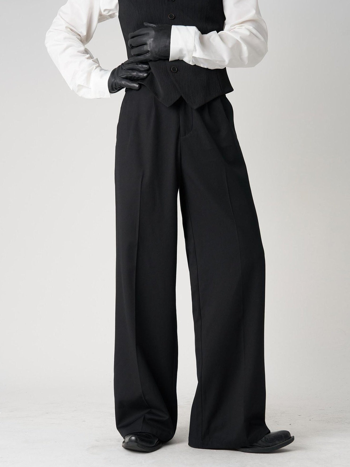 BALITONE Non Iron Micro Stretch Mid Waist Relaxed Youth Casual Khaki Flared Trousers