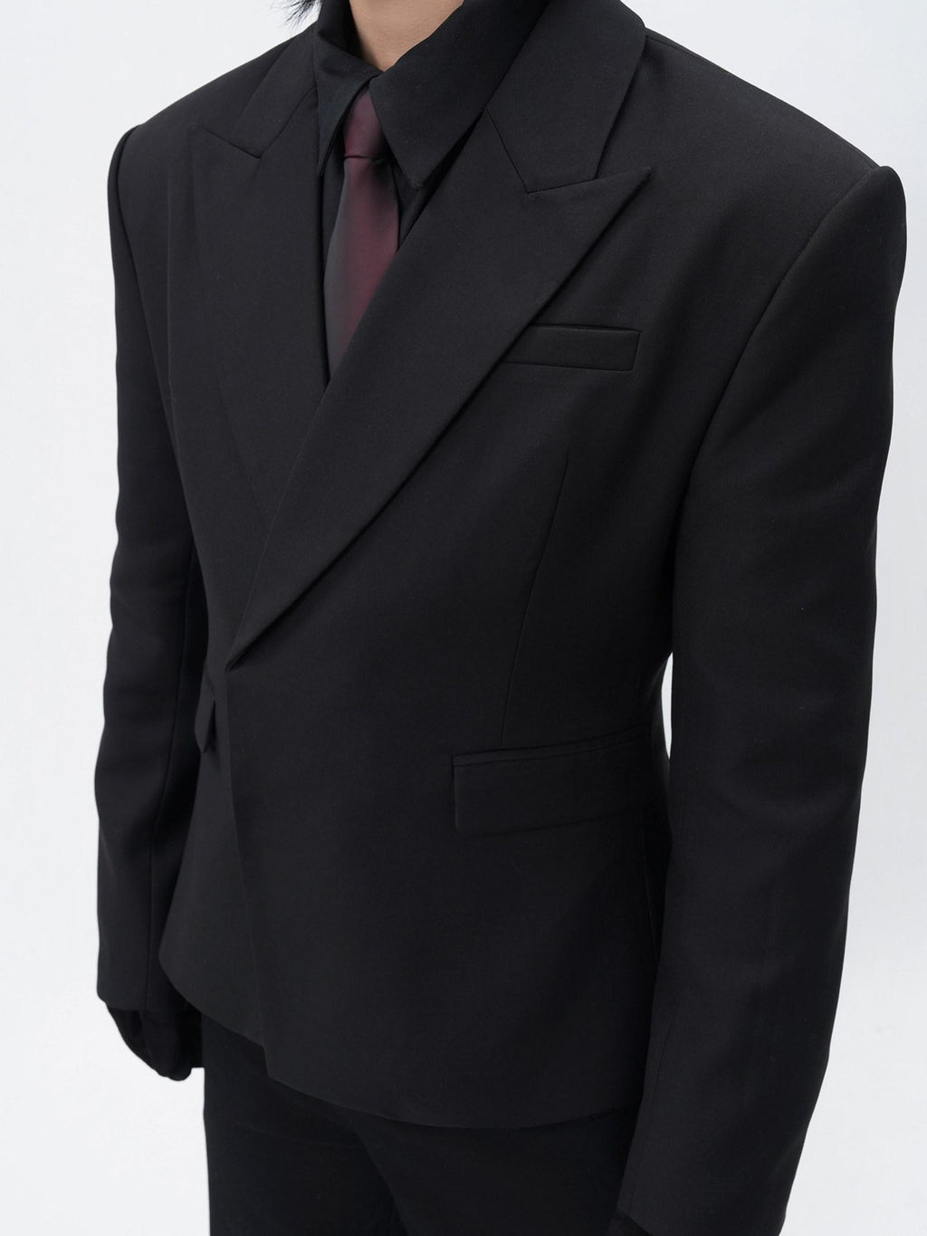 BALITONE Non Iron Oversized Unisex Casual Poly Cotton Black Double-Breasted Blazers