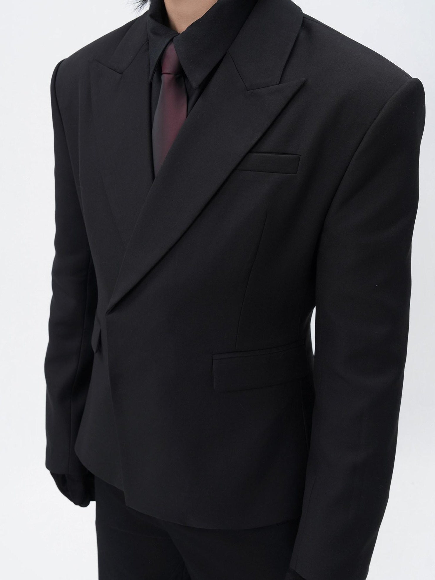 BALITONE Non Iron Oversized Unisex Casual Poly Cotton Black Double-Breasted Blazers