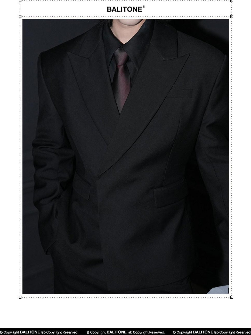 BALITONE Non Iron Oversized Unisex Casual Poly Cotton Black Double-Breasted Blazers