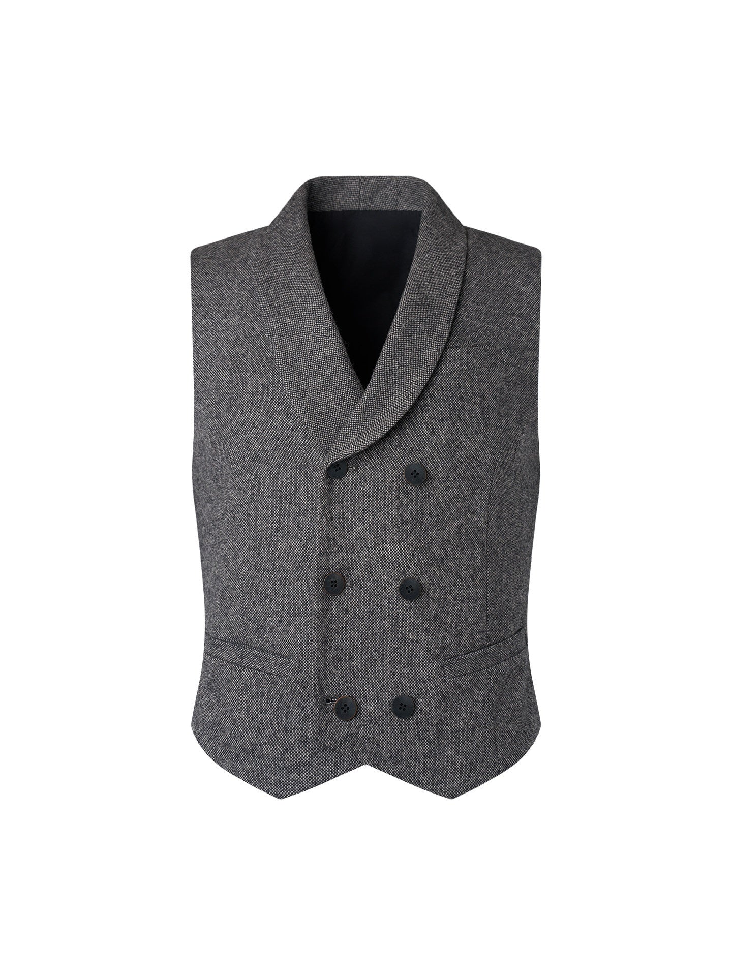 BALITONE_Non_Iron_Wool_Blend_Slim_Button_Slanted_Hem_Youth_Dark_Gray_Tailored_Waistcoats_MISSTT
