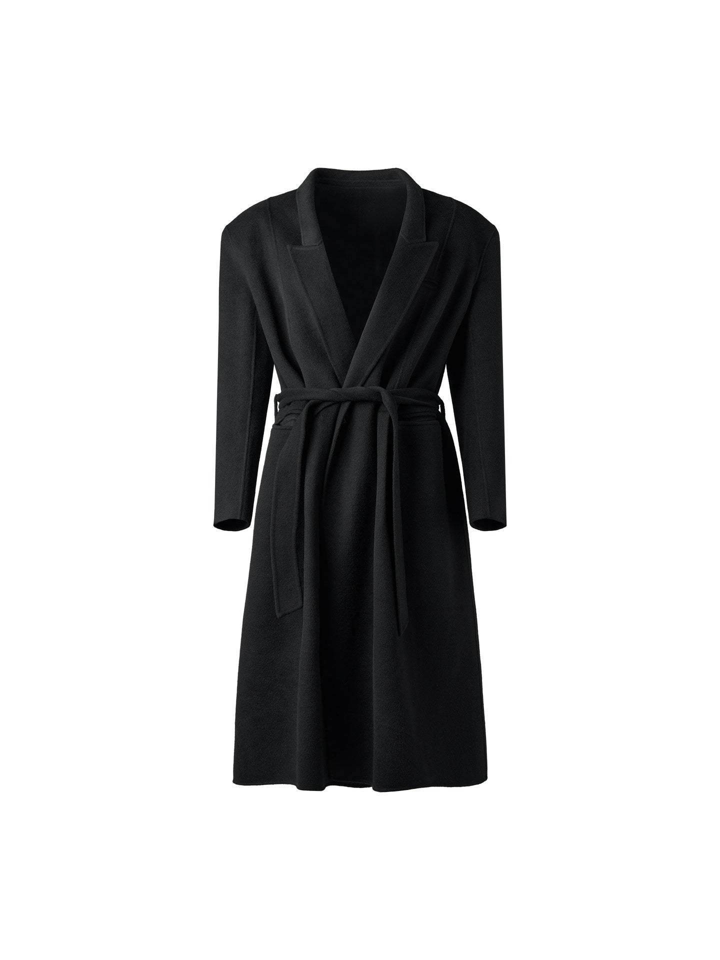 BALITONE_Pure_Wool_Warm_Slim_Long_Notch_Collar_Kids_Black_Single_Breasted_Wool_Coats_MISSTT