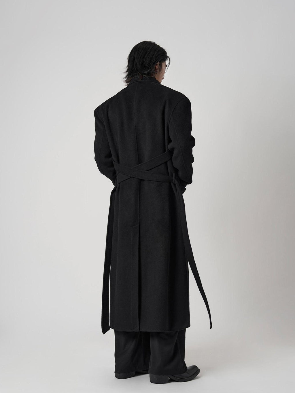 BALITONE Pure Wool Warm Slim Long Notch Collar Kids Black Single Breasted Wool Coats