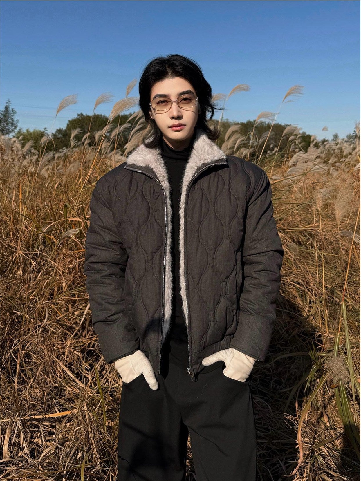 BALITONE Reversible Loose Cropped Cleanfit Zip Youth Everyday Ink Blue Puffer Jackets