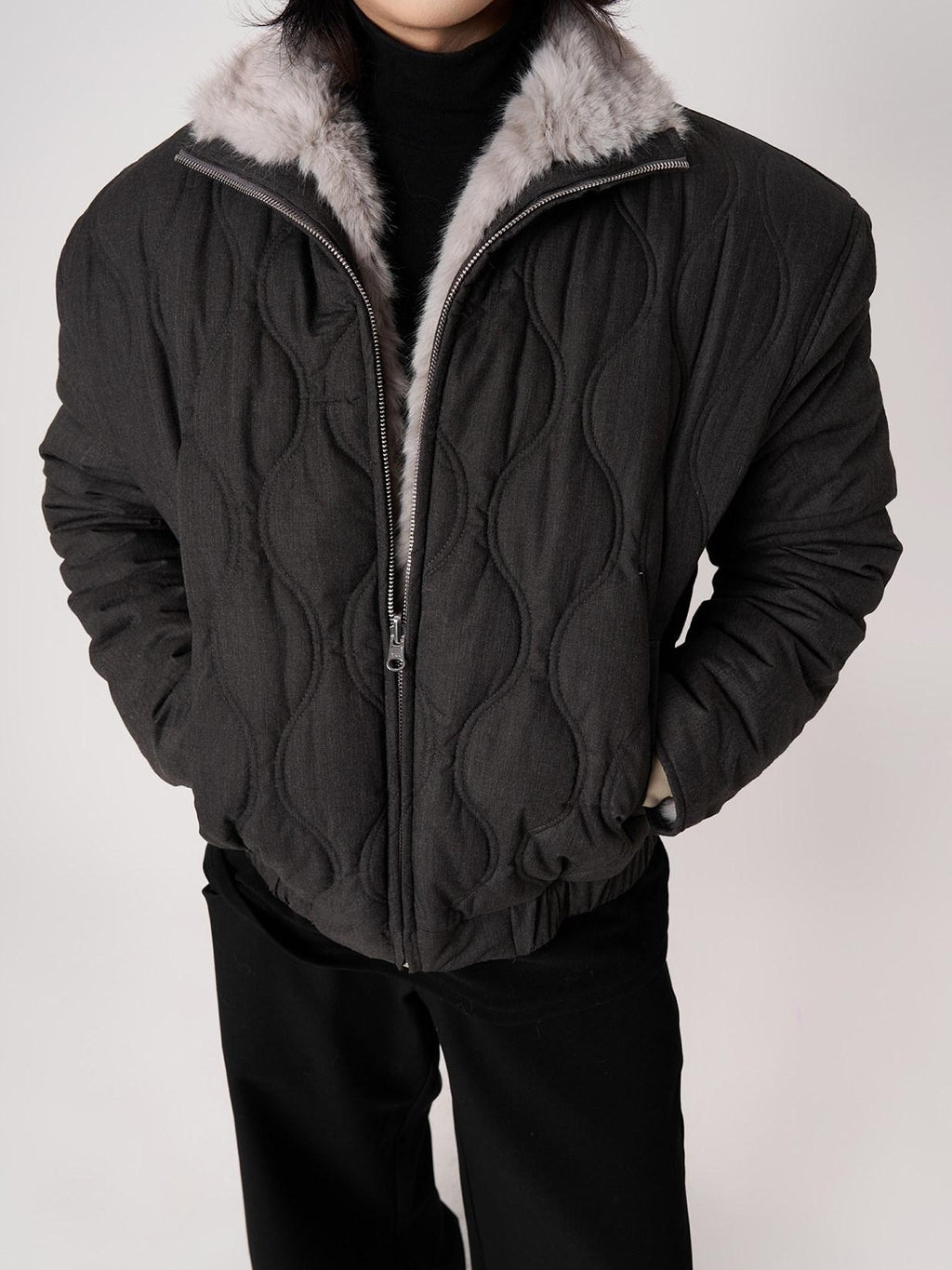 BALITONE Reversible Loose Cropped Cleanfit Zip Youth Everyday Ink Blue Puffer Jackets