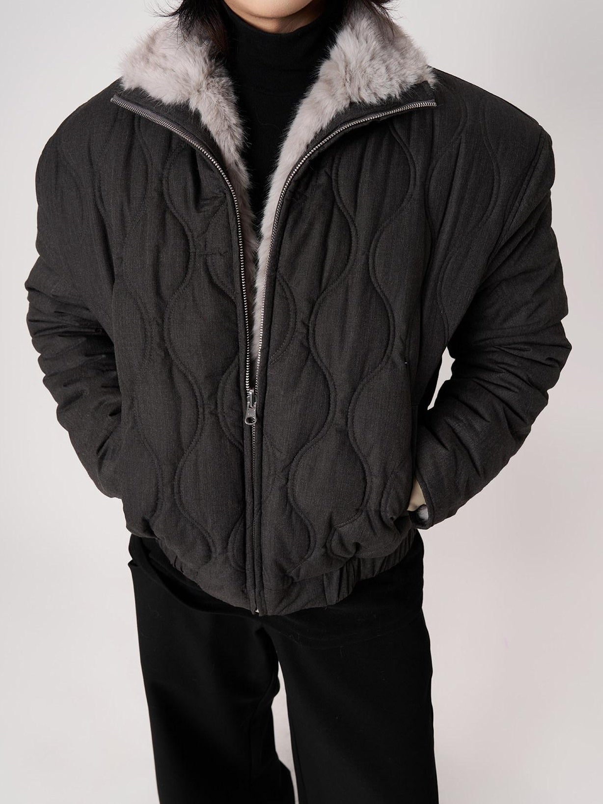 BALITONE Reversible Loose Cropped Cleanfit Zip Youth Everyday Ink Blue Puffer Jackets