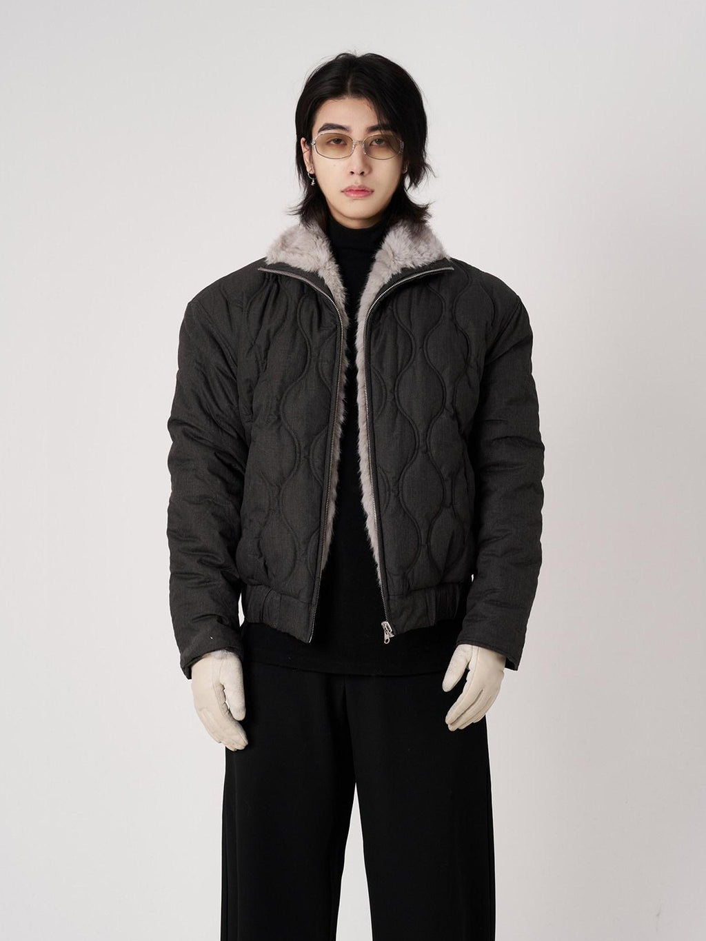 BALITONE Reversible Loose Cropped Cleanfit Zip Youth Everyday Ink Blue Puffer Jackets
