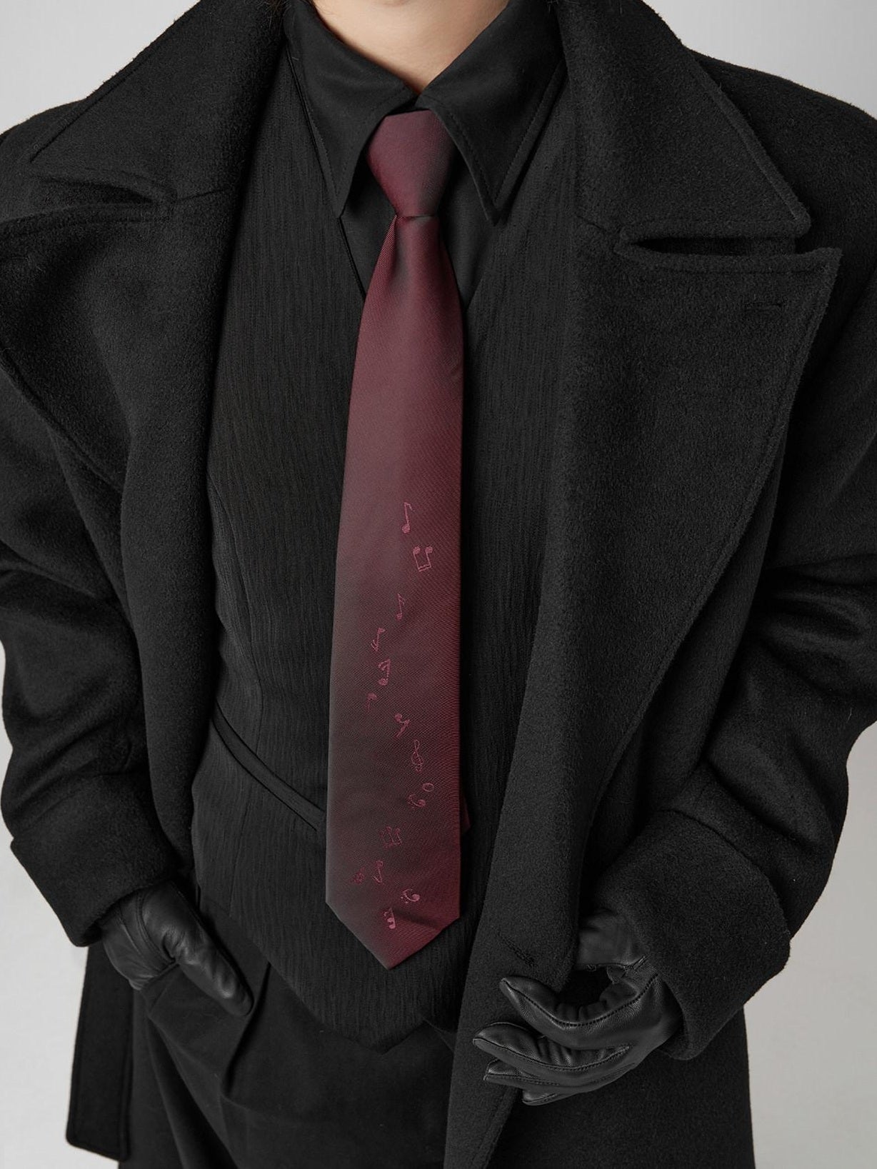 BALITONE Silk Jacquard Burgundy Arrowhead Tip Casual Standard 7Cm Width 48Cm Length Ties