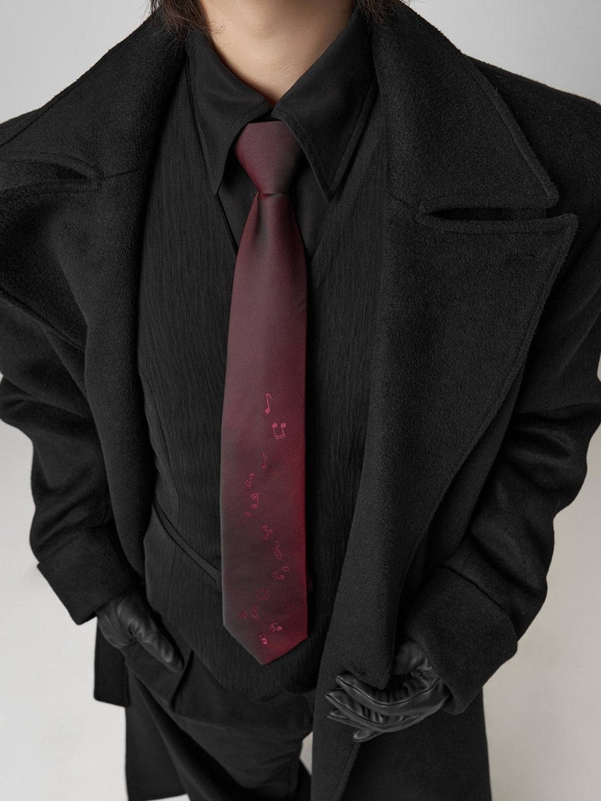 BALITONE Silk Jacquard Burgundy Arrowhead Tip Casual Standard 7Cm Width 48Cm Length Ties