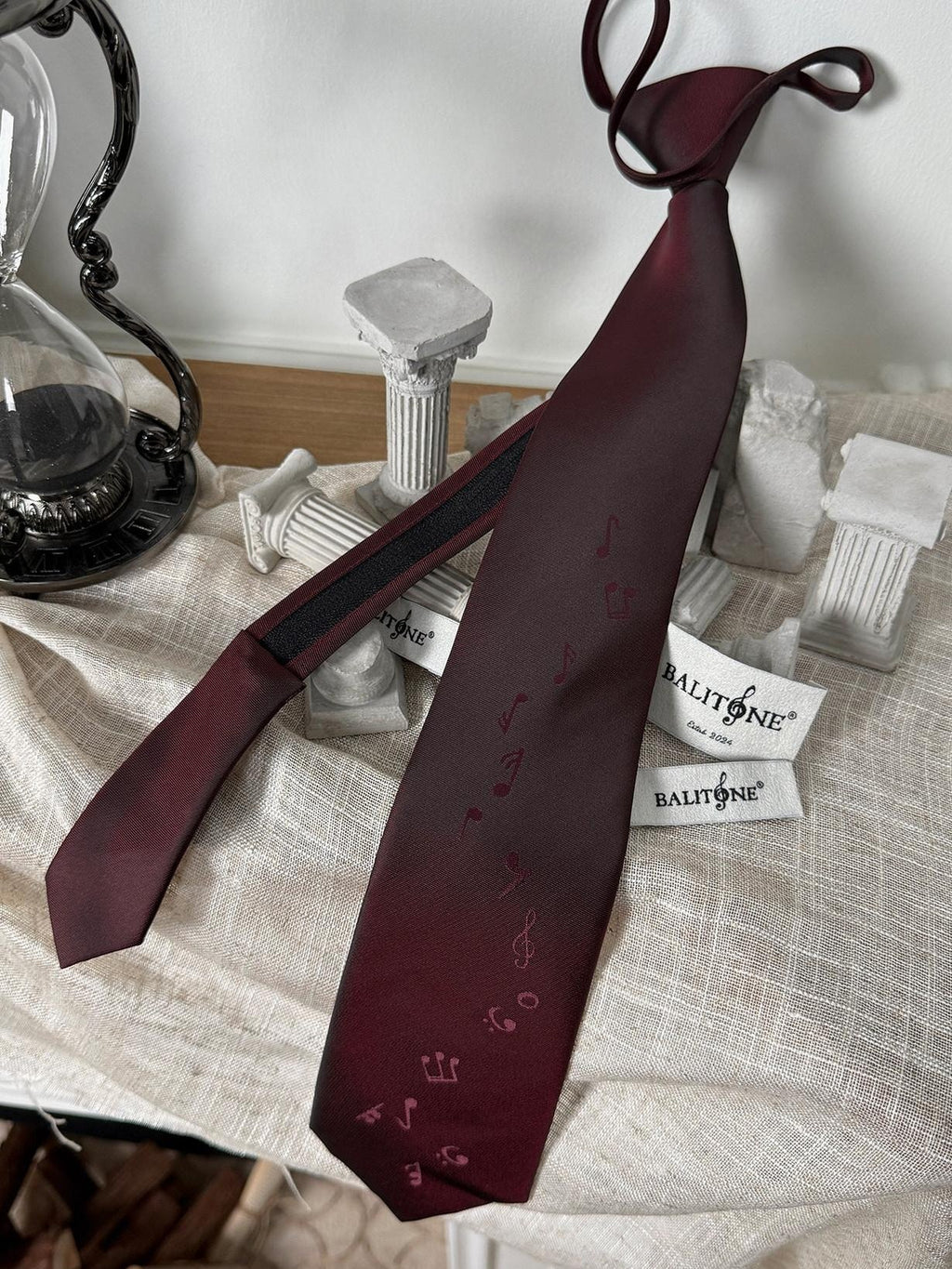 BALITONE Silk Jacquard Burgundy Arrowhead Tip Casual Standard 7Cm Width 48Cm Length Ties