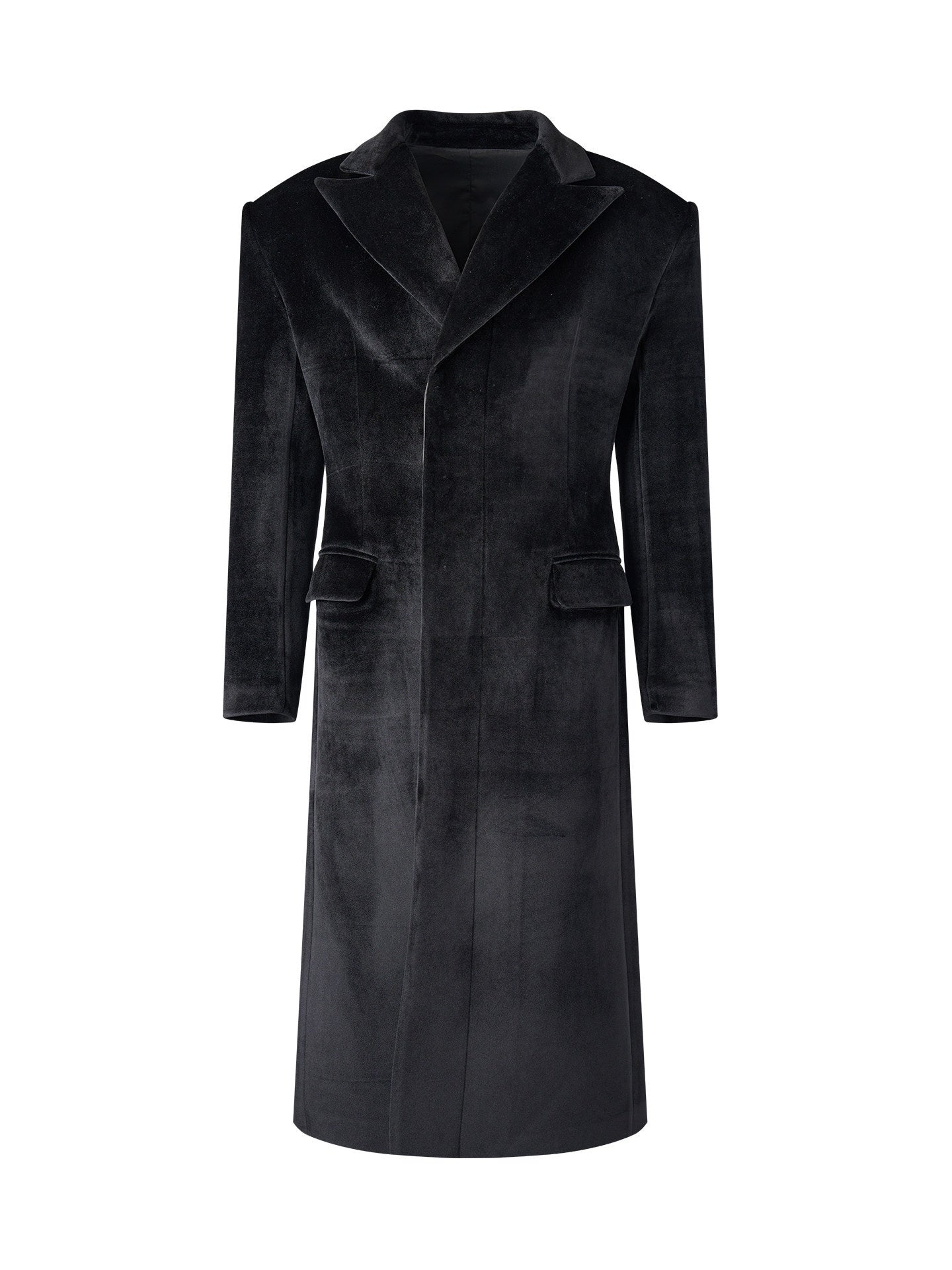 BALITONE_Slim_Fit_Wrinkle_Resistant_Urban_Longline_Warm_Unisex_Black_Lapel_Overcoats_MISSTT