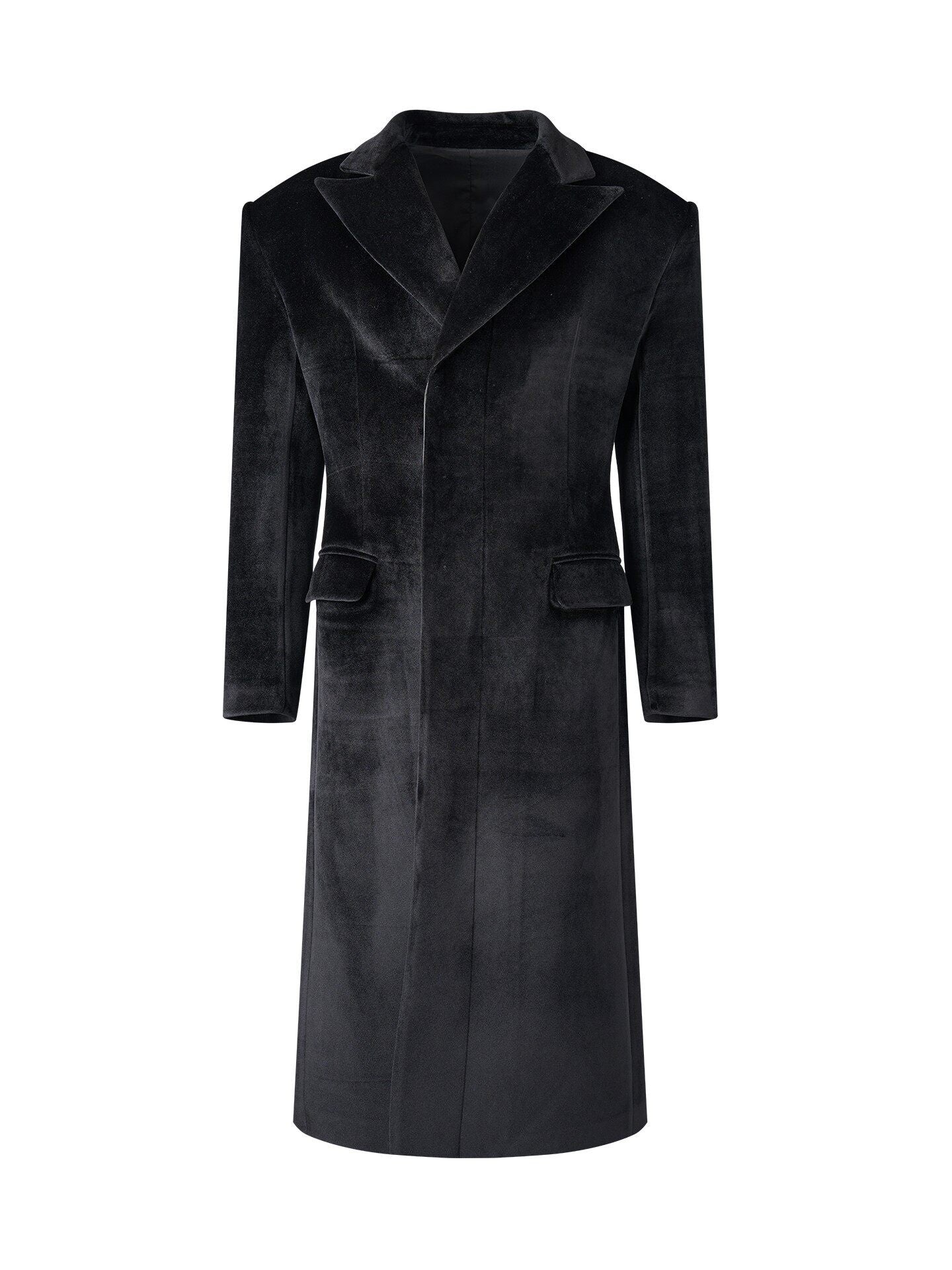 BALITONE_Slim_Fit_Wrinkle_Resistant_Urban_Longline_Warm_Unisex_Black_Lapel_Overcoats_MISSTT