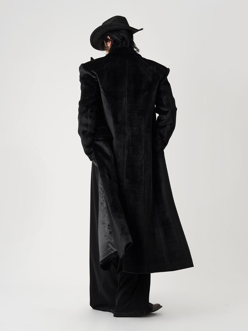 BALITONE Slim Fit Wrinkle Resistant Urban Longline Warm Unisex Black Lapel Overcoats