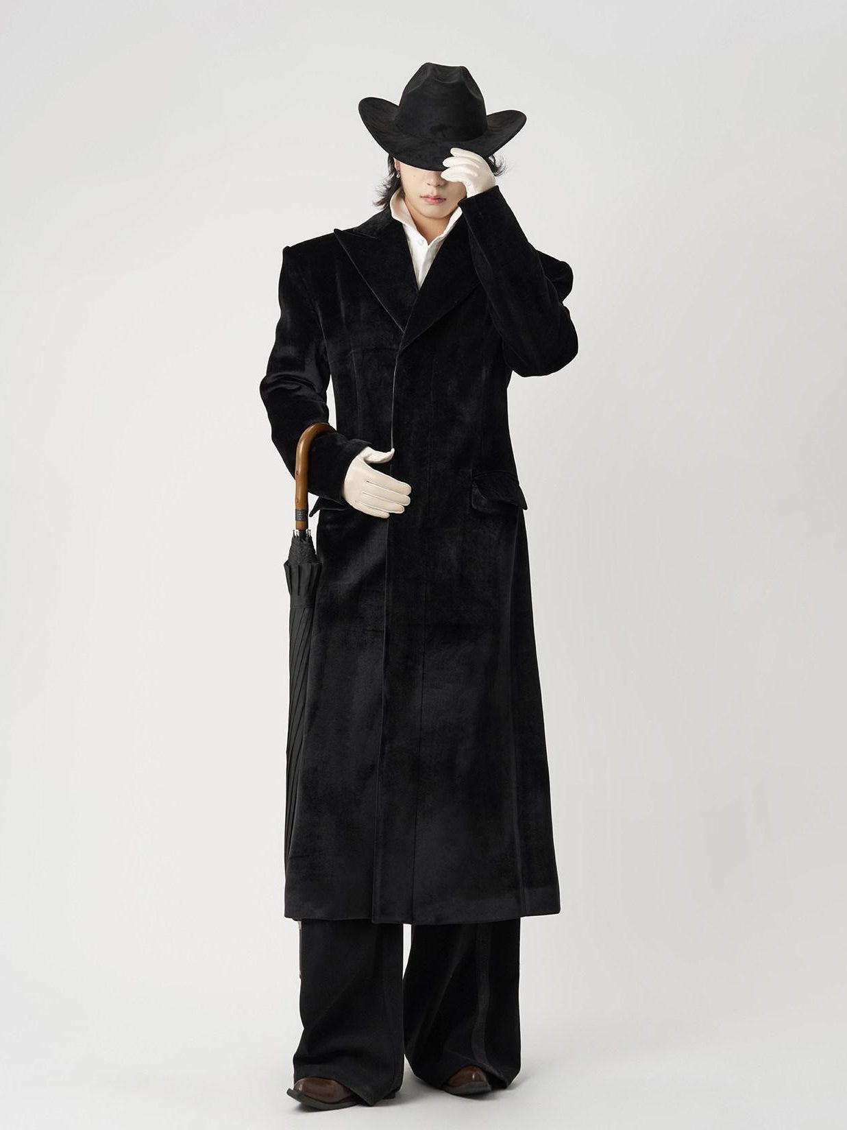 BALITONE Slim Fit Wrinkle Resistant Urban Longline Warm Unisex Black Lapel Overcoats