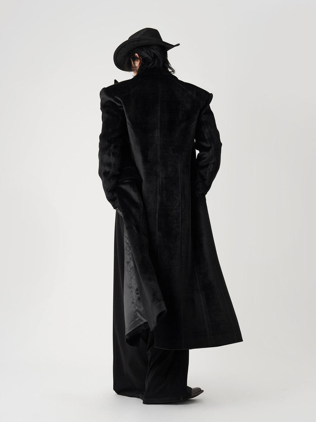 BALITONE Slim Fit Wrinkle Resistant Urban Longline Warm Unisex Black Lapel Overcoats