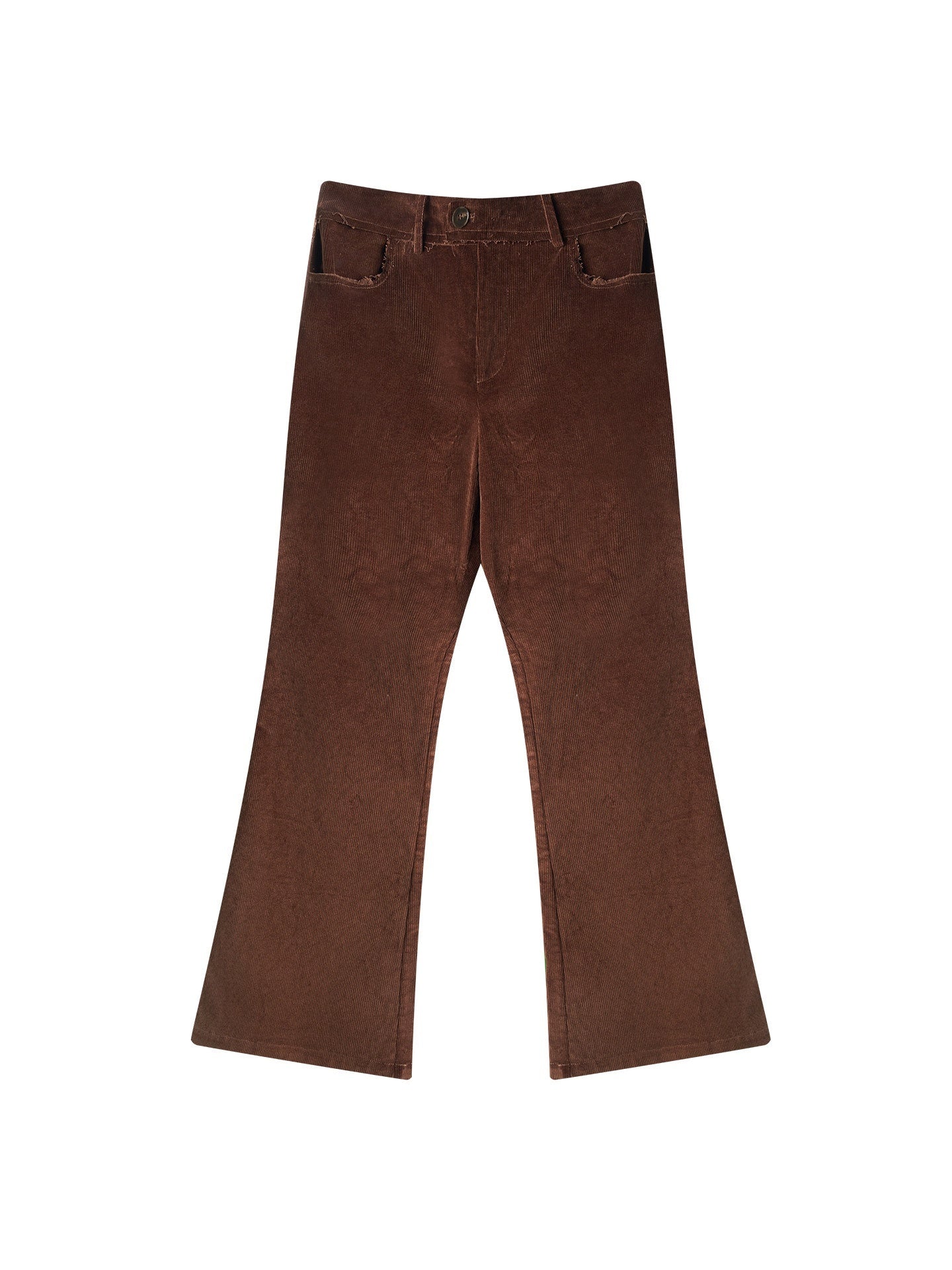 BALITONE_Slim_Stretch_Vintage_Flared_Distressed_Brown_Button_Corduroy_Casual_Trousers_MISSTT