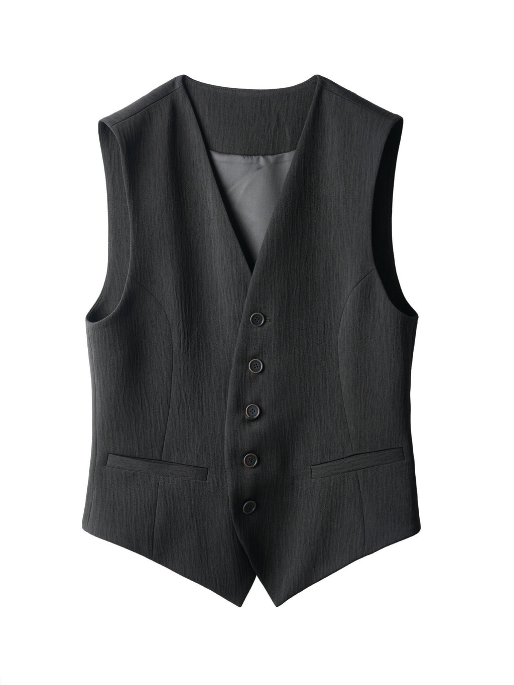 BALITONE_Slim_V-neck_Short_Cardigan_Single_Breasted_Black_Unisex_Tailored_Waistcoats_MISSTT