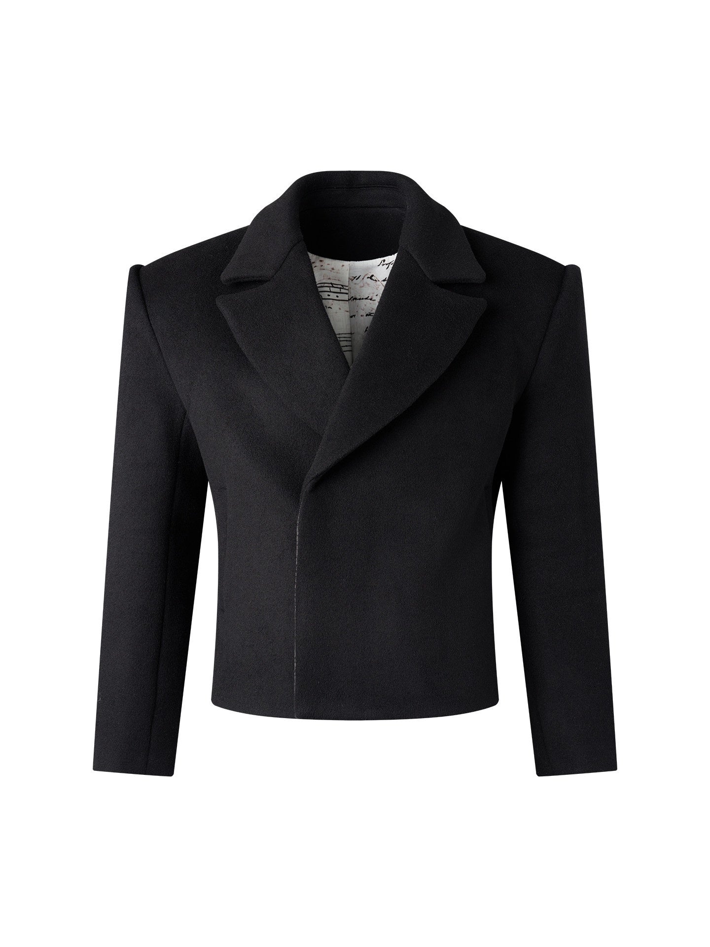BALITONE_Slim_Waist_British_Short_Non_Iron_Unisex_Casual_Wool_Blend_Black_Wool_Blazers_MISSTT
