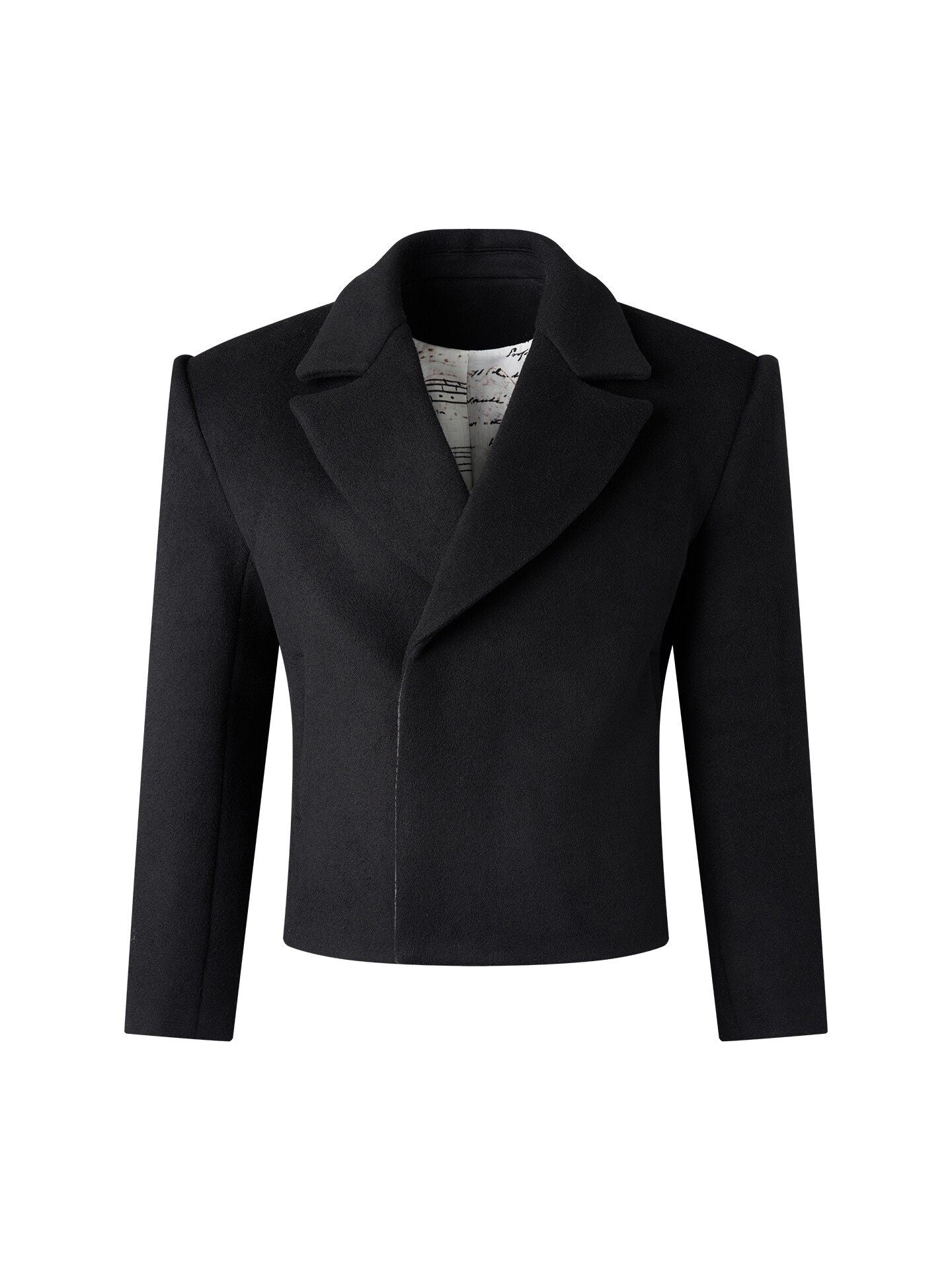 BALITONE_Slim_Waist_British_Short_Non_Iron_Unisex_Casual_Wool_Blend_Black_Wool_Blazers_MISSTT