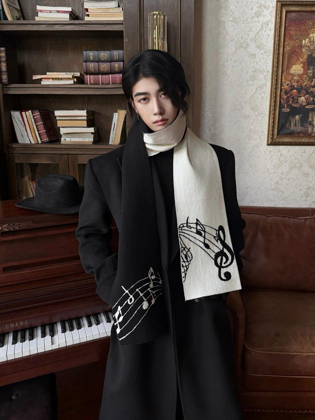 BALITONE Soft Faux Rabbit Fur Chinese Style Neck Warmer Unisex Black Scarves