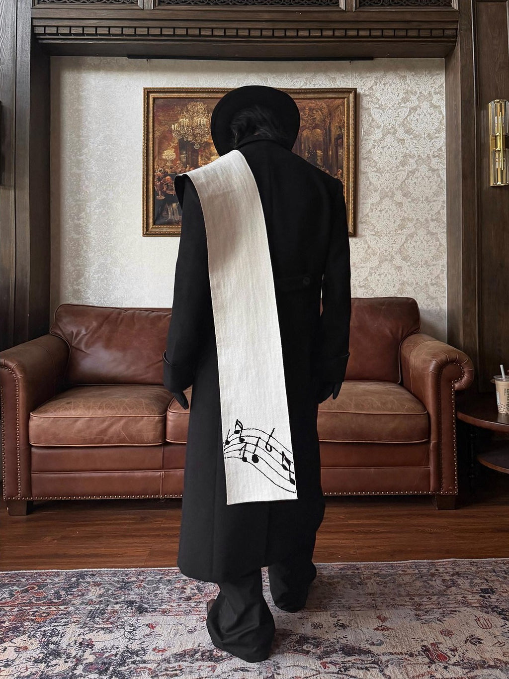 BALITONE Soft Faux Rabbit Fur Chinese Style Neck Warmer Unisex Black Scarves